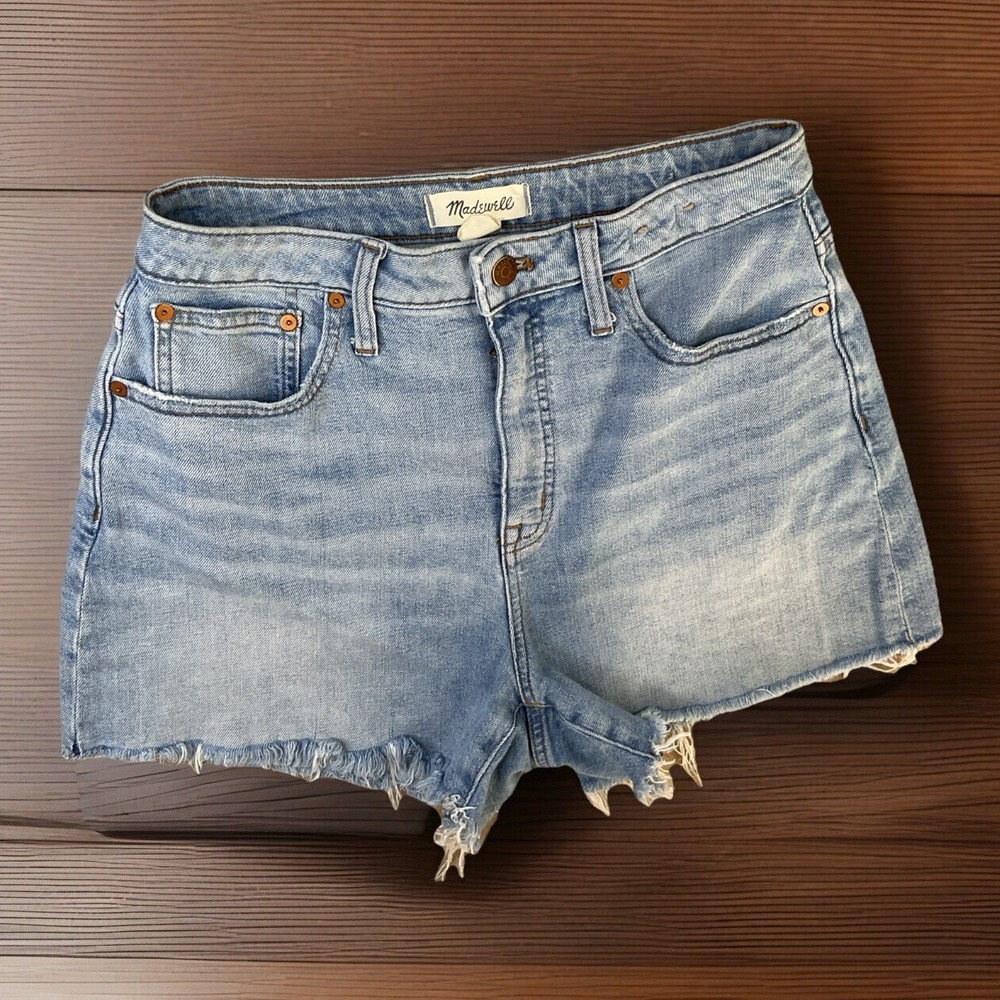 Madewell Curvy High-Rise Denim‎ Shorts Sz 28 Cutoffs Light Wash Blue Casual